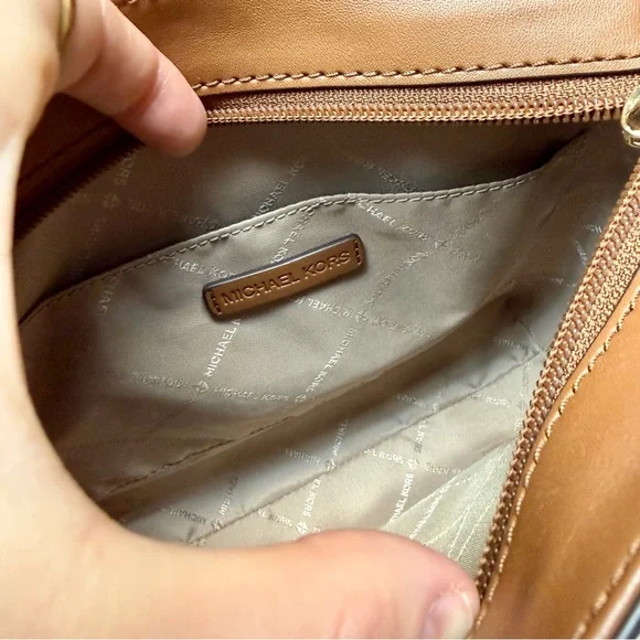 Michael Kors Brown Signature Logo Crossbody with Beige Strap - Picture 5 of 6